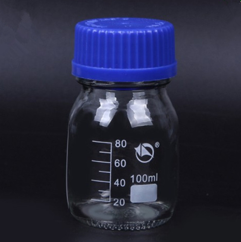 בקבוק מעבדה זכוכית פיירקס פקק כחול